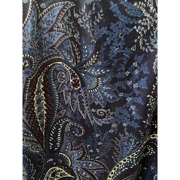 Blue Paisley Velvet Medium Blouse Women’s Shirt Jacket Button Up Coldwater Creek - Picture 4 of 5